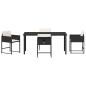 Preview: 5-teiliges Garten-Esstisch-Set mit Kissen Schwarz Poly-Rattan