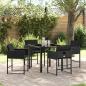 Preview: ARDEBO.de - 5-teiliger Garten Essplatz mit Kissen Schwarzes Poly-Rattan