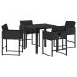 Preview: 5-teiliger Garten Essplatz mit Kissen Schwarzes Poly-Rattan