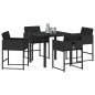 Preview: 5-teiliger Garten Essplatz mit Kissen Schwarzes Poly-Rattan