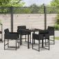 Preview: 5-teiliger Garten Essplatz mit Kissen Schwarzes Poly-Rattan