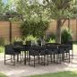 Preview: ARDEBO.de - Garten Essgruppe mit Kissen 9 pcs Schwarz Poly-Rattan