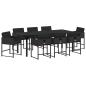 Preview: Garten Essgruppe mit Kissen 9 pcs Schwarz Poly-Rattan