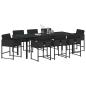 Preview: Garten Essgruppe mit Kissen 9 pcs Schwarz Poly-Rattan