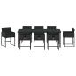 Preview: Garten Essgruppe mit Kissen 9 pcs Schwarz Poly-Rattan