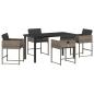 Preview: 5-teilige Garten-Essgruppe mit Kissen in Grau aus Poly-Rattan