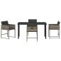 Preview: 5-teilige Garten-Essgruppe mit Kissen in Grau aus Poly-Rattan