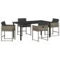 Preview: 5-teiliges Garten-Essgruppen-Set mit Kissen Grau Poly-Rattan