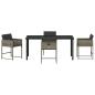 Preview: 5-teiliges Garten-Essgruppen-Set mit Kissen Grau Poly-Rattan