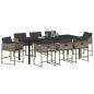 Preview: 9-teiliges Garten Essset mit Kissen Grau Poly-Rattan