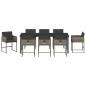 Preview: 9-teiliges Garten Essset mit Kissen Grau Poly-Rattan