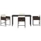 Preview: 5-teiliges Garten Esszimmer Set mit Kissen Braun Poly Rattan