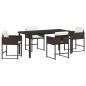 Preview: 5-teiliges Garten Essset mit Kissen Braun Poly Rattan