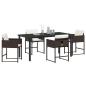 Preview: 5-teiliges Garten Essset mit Kissen Braun Poly Rattan