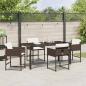 Preview: 5-teiliges Garten Essset mit Kissen Braun Poly Rattan
