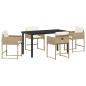 Preview: 5-teiliges Garten Esszimmer Set mit Kissen Beige Poly Rattan