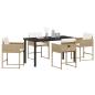 Preview: 5-teiliges Garten Esszimmer Set mit Kissen Beige Poly Rattan