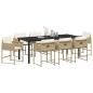 Preview: 9-teiliges Garten-Essset mit Kissen Beige Poly Rattan