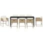 Preview: 9-teiliges Garten-Essset mit Kissen Beige Poly Rattan