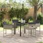 Preview: ARDEBO.de - 5-teiliges Garten-Essset mit Kissen in Hellgrau aus Poly-Rattan