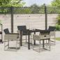 Preview: 5-teiliges Garten-Essset mit Kissen in Hellgrau aus Poly-Rattan