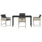 Preview: 5-teiliges Garten-Dining-Set mit Kissen in Hellgrau aus Poly-Rattan