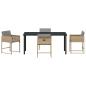 Preview: 5-teiliges Garten Essgruppe mit Kissen Beige Poly Rattan