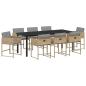 Preview: Garten Essgruppe 9 stk. Beige Poly-Rattan