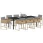 Preview: Garten Essgruppe 9 stk. Beige Poly-Rattan