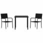 Preview: 3-teiliges Garten Essset Schwarz Poly-Rattan