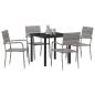 Preview: Garten Essgruppe mit Kissen 5 pcs Grau Poly-Rattan
