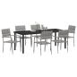 Preview: ARDEBO.de - 7-teiliges Garten Essset Grau Poly-Rattan