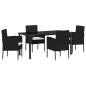 Preview: 5-teiliges Garten Essset mit Kissen Schwarz Poly Rattan