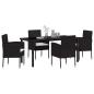 Preview: 5-teiliges Garten Essset mit Kissen Schwarz Poly Rattan