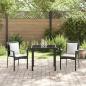 Preview: 3-teiliges Garten-Ess-Set mit Kissen Schwarz Poly Rattan