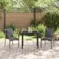 Preview: 3-teilige Garten-Essgruppe mit Kissen Grau Poly-Rattan