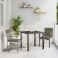 Preview: ARDEBO.de - 3-teiliges Garten-Ess-Set mit Kissen Grau Poly-Rattan