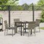 Preview: 5-teiliges Garten-Esszimmer-Set mit Kissen Grau Poly-Rattan