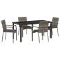Preview: 5-teiliges Garten-Essset mit Kissen Grau Poly-Rattan