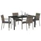 Preview: 5-teiliges Garten-Essset mit Kissen Grau Poly-Rattan