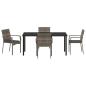 Preview: 5-teiliges Garten-Essset mit Kissen Grau Poly-Rattan