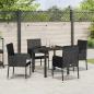 Preview: 5-teiliges Garten-Essbereich mit Kissen Schwarz Poly-Rattan