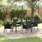 Preview: ARDEBO.de - 5-teilige Garten-Essgruppe mit Kissen schwarzes Poly-Rattan