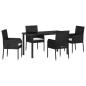 Preview: 5-teilige Garten-Essgruppe mit Kissen schwarzes Poly-Rattan