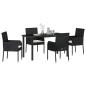 Preview: 5-teilige Garten-Essgruppe mit Kissen schwarzes Poly-Rattan