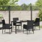 Preview: 5-teilige Garten-Essgruppe mit Kissen schwarzes Poly-Rattan