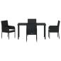 Preview: 5-teilige Garten-Essgruppe mit Kissen schwarzes Poly-Rattan
