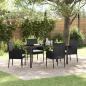 Preview: ARDEBO.de - 5-teiliges Garten-Ess-Set mit Kissen Schwarz Poly-Rattan