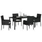 Preview: 5-teiliges Garten-Ess-Set mit Kissen Schwarz Poly-Rattan