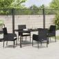 Preview: 5-teiliges Garten-Ess-Set mit Kissen Schwarz Poly-Rattan